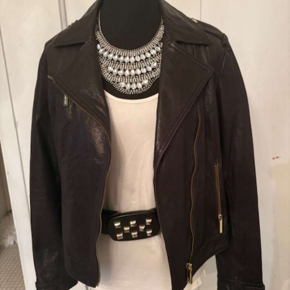 Michael Kors moto leather jacket